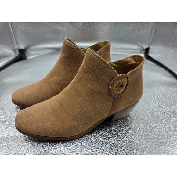 Jack Rogers Peyton Whipstitch Ankle Boots Chestnut Chelsea Stacked Heel Size 6M - Picture 1 of 9